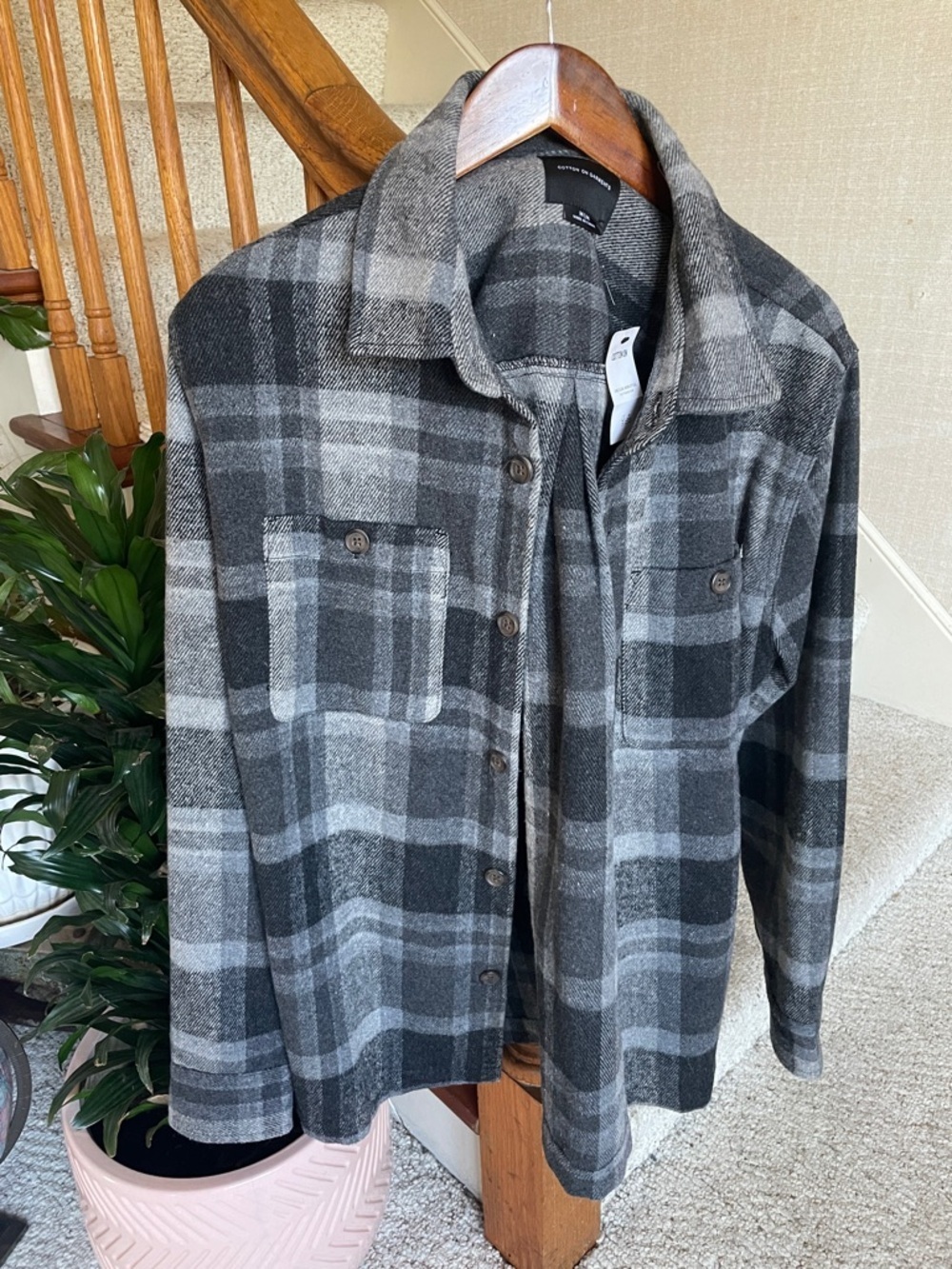 Cotton On Black & Gray Plaid Heavy Overshirt Shacket NWT